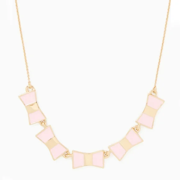 Kate Spade Necklace ♤ Bow Shop RowGold & Pink Bows Long Necklace